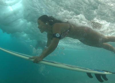 Surfing with waterproof mp3 player