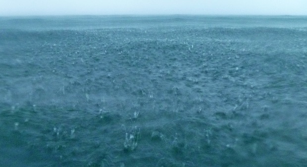 rain falling into the sea