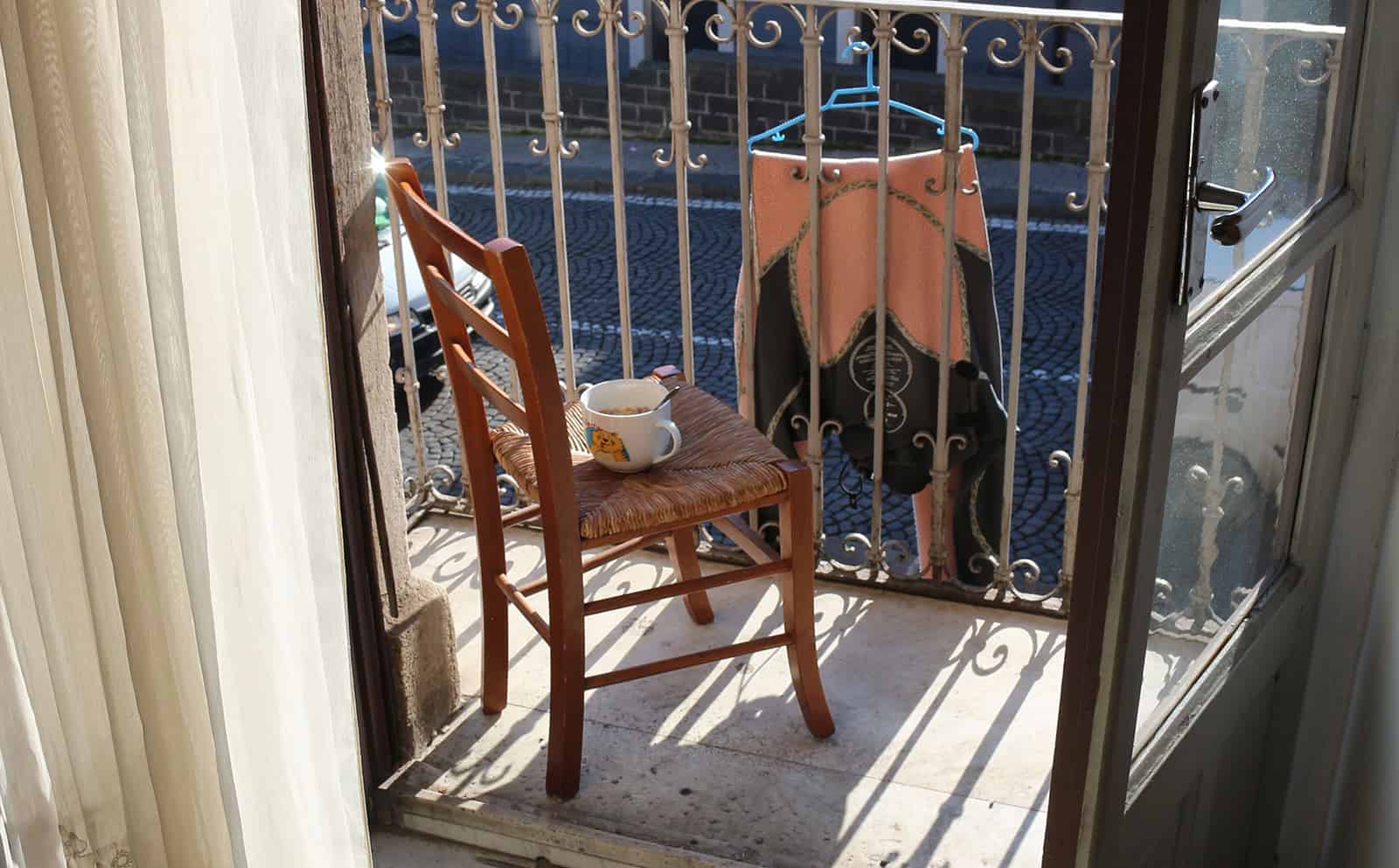 Morning, breakfast on the balcony in Catania.