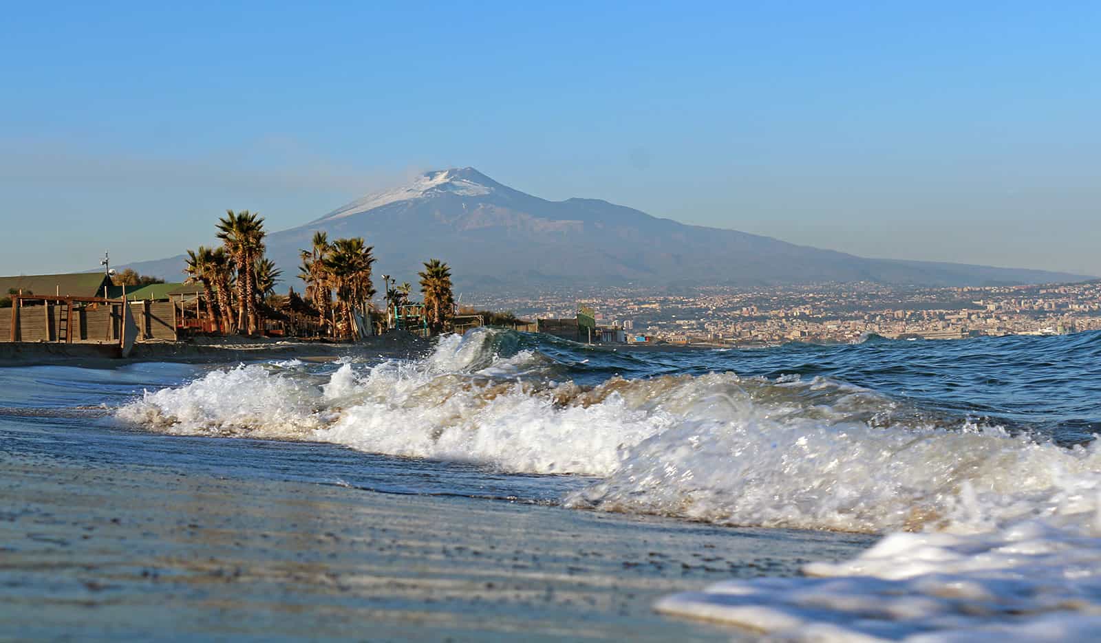 Playa Catania and Mount Etna in the background.