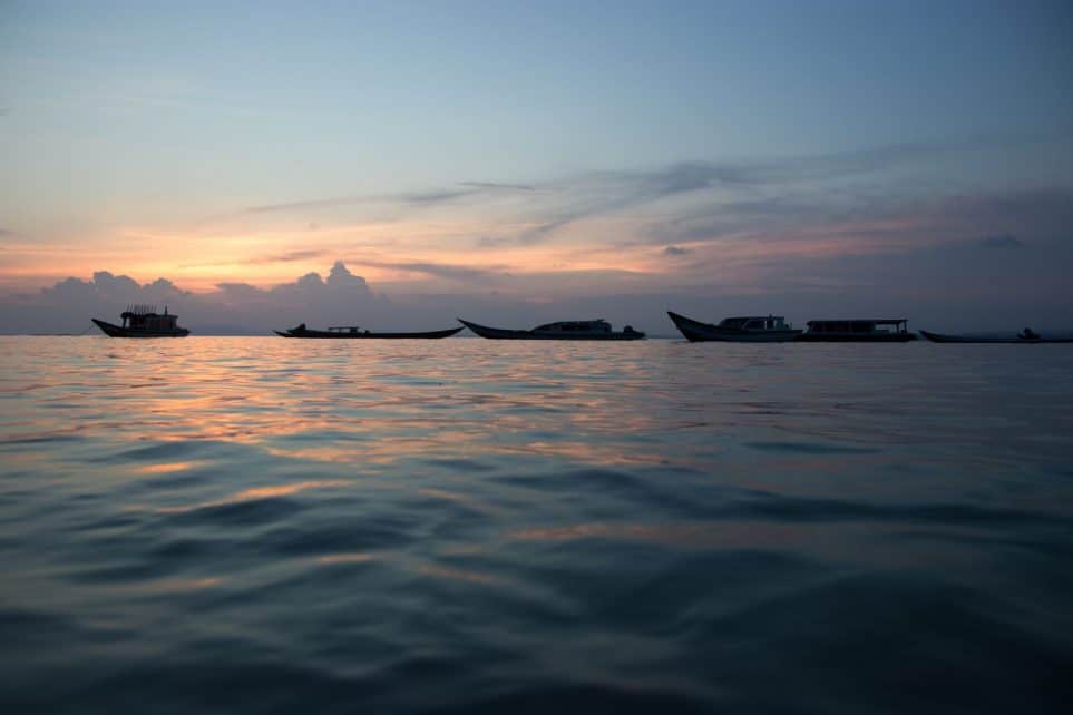 Mentawai boats at sunset