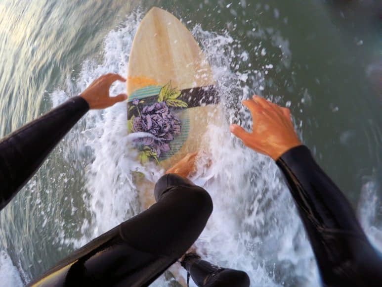 Testing my friends hollow wooden surfboard
