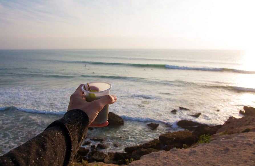 Sugar saturated mint tea is the post surf session beer of Morocco. Cheers Tamraght.
