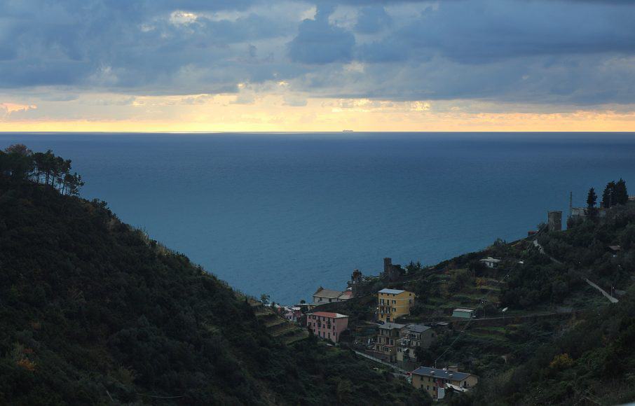 View from the scenic road along the Cinque Terre coastline