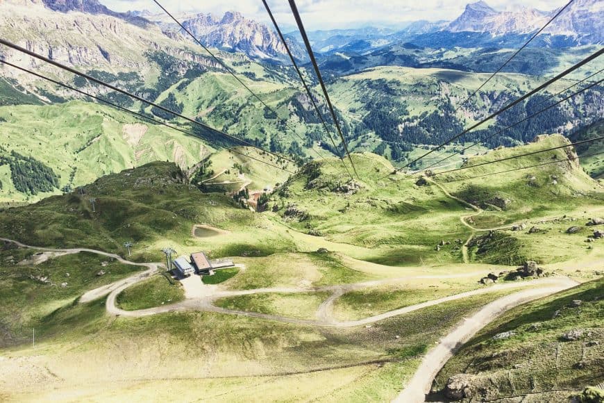 Doing the Sella Ronda using the cable cars to reach all 4 mountain passes around the Sella massif will set you back 45€ but you will save over 4000 vertical meters of pedaling. 