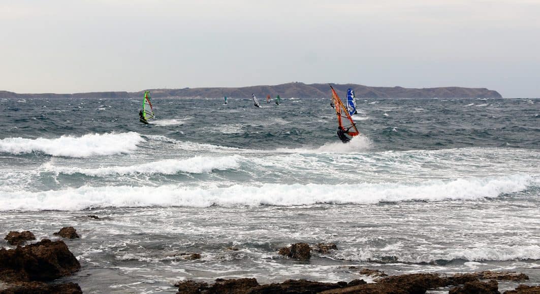 Usually sharing a spot with windsurfers is not a good sign.