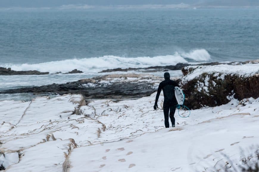 It was kind of surreal walking over snow 5m from the sea. Photo: Miha Godec