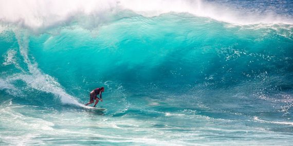 Big waves are one of the dangers in surfing