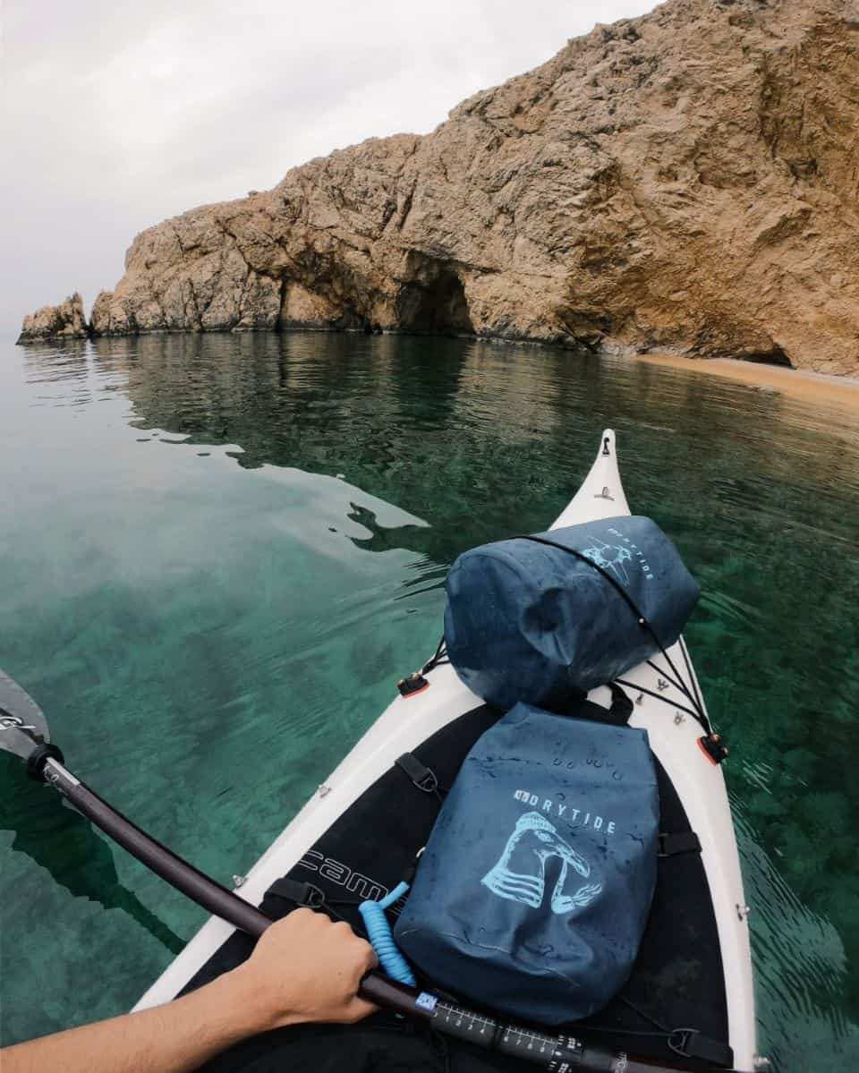 Dry bags on kayak