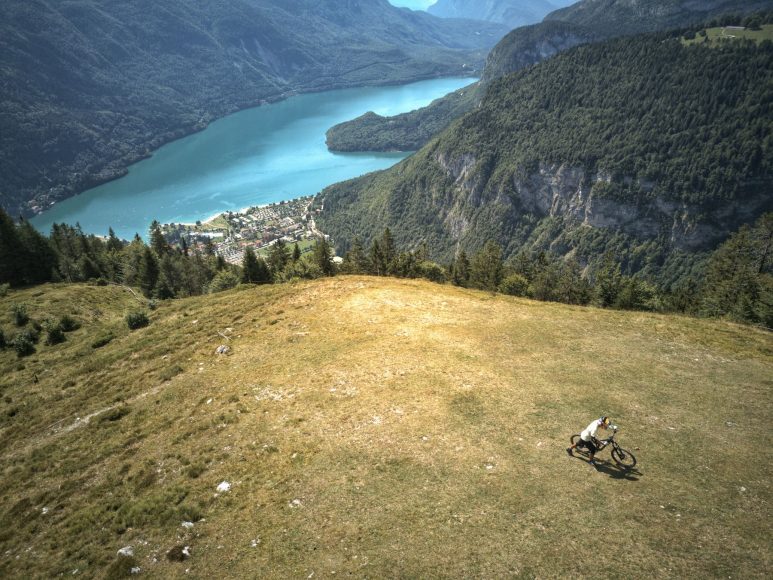 The alpine meadow below the berm is a popular paragliding takeoff spot. The view is nice as well. 