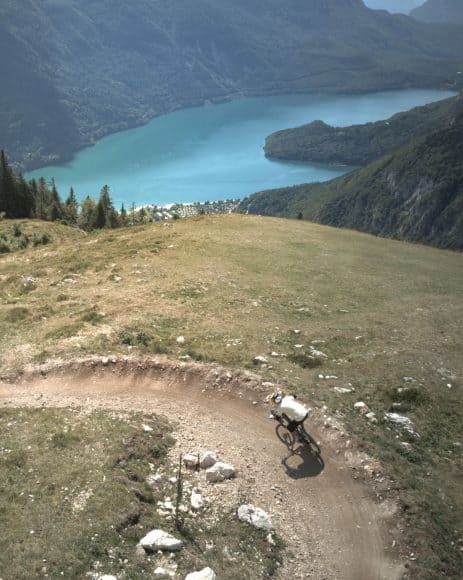 The iconic berm above the lake is the part of the easiest trail in Paganella - The Big Hero and it sure did have something to do with it.