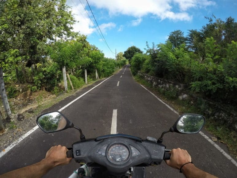 Once you get off the main roads and on to Bukit, riding your bike in Bali becomes fun.